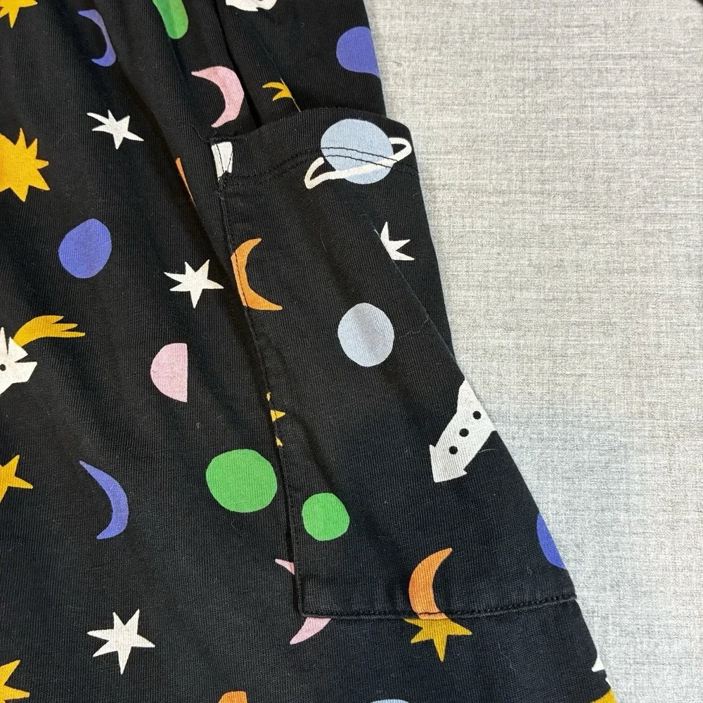 Hanna Andersson Black Space Twirl Dress Rocket, Planets, Stars Girls size 12